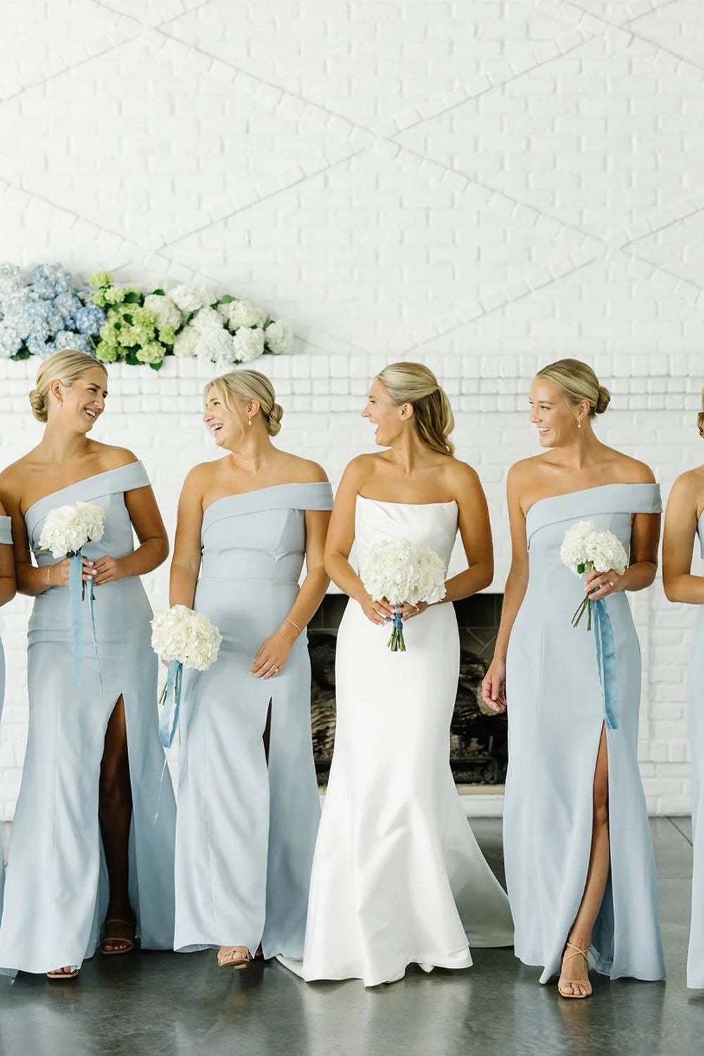 Vestido de novia para invitada/Vestido elegante de un solo hombro azul cielo largo para dama de honor/Vestido formal
